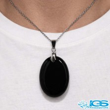 گردنبند سنگ اونیکس عقیق سیاه بدون زنجیر