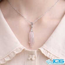 گردنبند رزکوارتز تراش دست بدون زنجیر