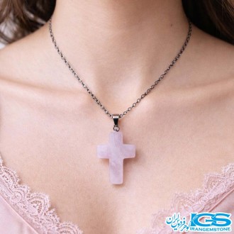 گردنبند رزکوارتز  طرح صلیب بدون زنجیر