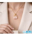 گردنبند سنگ رزکوارتز کیف با زنجیر استیل