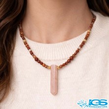 گردنبند سنگ جید صورتی و کارنلین