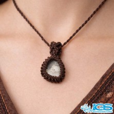 گردنبند سنگ کریستال کوارتز مکرومه بافی