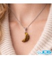 گردنبند سنگ چشم ببر طرح ماه با زنجیر استیل