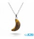 گردنبند سنگ چشم ببر طرح ماه با زنجیر استیل
