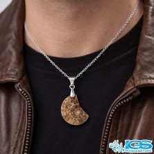 گردنبند فسیل آمونیت | نماد انرژی حیات و تحول بدون زنجیر