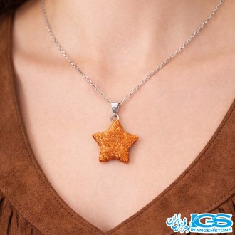 گردنبندسنگ دلربا طرح ستاره با زنجیر استیل