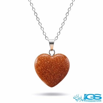گردنبند سنگ دلربا طرح قلب با زنجیر استیل