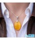 گردنبند عقیق زرد شرف الشمس با زنجیر استیل