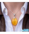 گردنبند عقیق زرد شرف الشمس با زنجیر استیل