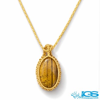 گردنبند سنگ چشم ببر مکرومه بافی