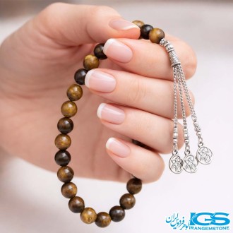 تسبیح 33 تایی سنگ چشم ببر سایز 10 میل مردانه | زیبا، انرژی‌بخش و معنوی