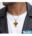 گردنبند سنگ چشم ببر طرح صلیب (بدون زنجیر)