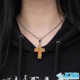 گردنبند سنگ اوناکیت مدل صلیب بدون زنجیر