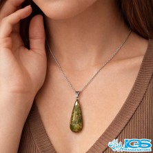 گردنبند سنگ اوناکیت اشک کاهش وزن (با زنجیر استیل)