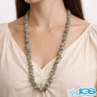 گردنبند لابرادوریت راف خورده چیپسی | سنگ طبیعی آرامش و بیان حقیقت