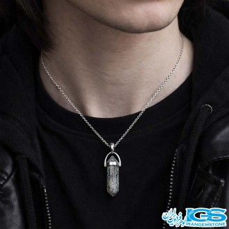 گردنبند منشور لابرادوریت با زنجیر استیل