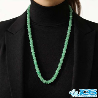 گردنبند آونتورین سبز راف خورده چیپسی | سنگ شانس و آرامش