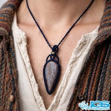 گردنبند سنگ جاسپر با بند مکرومه بند فری سایز