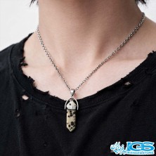 گردنبند منشور جاسپر دالماتیان (با زنجیر استیل)