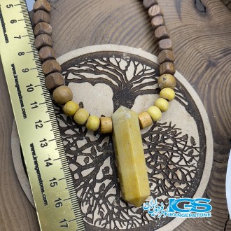 گردنبند  منشور جاسپر  با بند چوب صندلTiger Eye