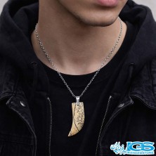 گردنبند سنگ جاسپر زبرا عاج فیل (با زنجیر استیل)