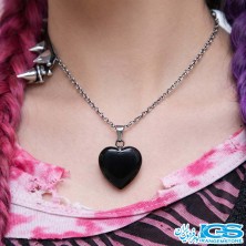 گردنبند سنگ اونیکس قلب اصل با زنجیر استیل