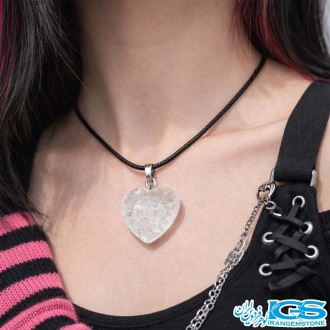 گردنبند سنگ کریستال کوارتز طرح قلب بدون بند