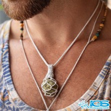 گردنبند سنگ گارنت سبز دمانتوئید کرومه بافی