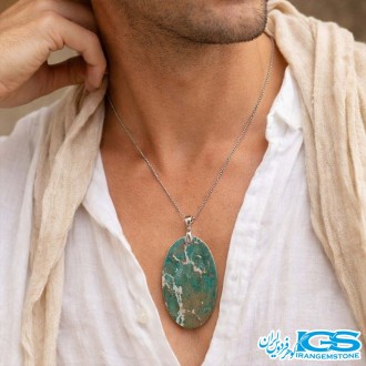 گردنبند سنگ مالاکیت اصل (بدون زنجیر) آرامش‌بخش