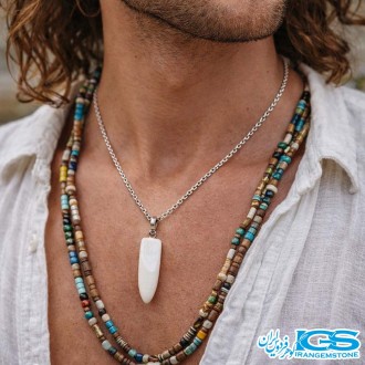 گردنبند سنگ کریستال کوارتز فشنگی بدون زنجیر