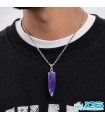 گردنبند سنگ فشنگی آمیتیست با زنجیر استیل