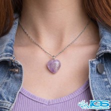 گردنبند سنگ قلب آمیتیست بدون زنجیر