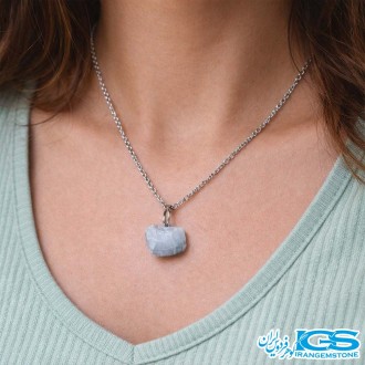 گردنبند آکوامارین  راف بدون زنجیر