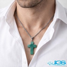گردنبند آونتورین سبز اصل طرح صلیب | سنگ شانس و انرژی مثبت