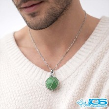 گردنبند سنگ آونتورین سبز با زنجیر استیل