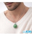 گردنبند سنگ آونتورین سبز با زنجیر استیل
