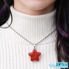 گردنبند عقیق کارنلین ستاره (با زنجیراستیل) | انرژی‌بخش