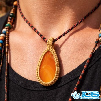 گردنبند کارنلین بافت مکرومه