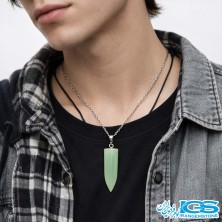 گردنبند آونتورین سبز اصل طرح فشنگی با زنجیر | سنگ شانس و انرژی مثبت