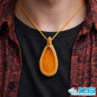 گردنبند کارنلین بافت مکرومه