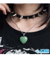 گردنبند سنگ آونتورین قلب سبز با زنجیر استیل