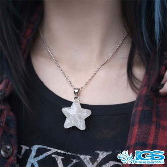 گردنبند سنگ کریستال کوارتز ستاره با زنجیر استیل