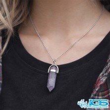 گردنبند سنگ منشور آمیتیست (بدون زنجیر)