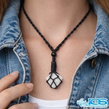 گردنبند آکوامارین راف مکرومه بافی