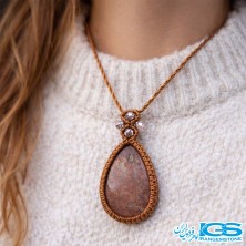 گردنبند سنگ جاسپر با بند مکرومه بند فری سایز