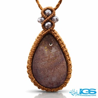 گردنبند سنگ جاسپر با بند مکرومه بند فری سایز