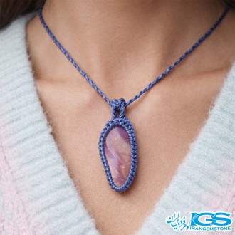 گردنبند سنگ آمیتیست مکرومه بافی