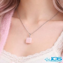 گردنبند سنگ رزکوارتز با زنجیر استیل - عشق معروف