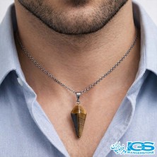 گردنبند  پاندول سنگ چشم ببر بدون زنجیر
