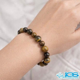 دستبند سنگ چشم ببر راف مکرومه بافی